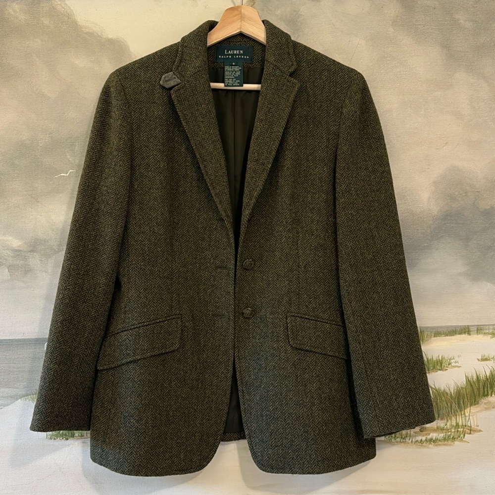 Vintage Ralph Lauren Wool Blazer, Dark Green | Womens size 6